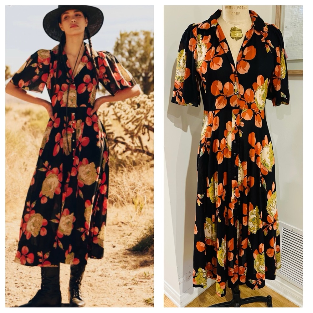 THE GREAT. “Bridge” Dress In Cabbage Rose, Sz Sm NWOT